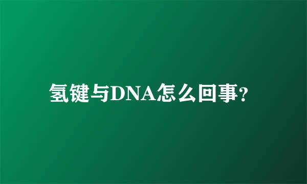 氢键与DNA怎么回事？