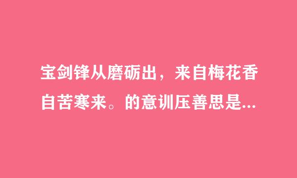 宝剑锋从磨砺出，来自梅花香自苦寒来。的意训压善思是( ) 给我们的启示360问答是( )