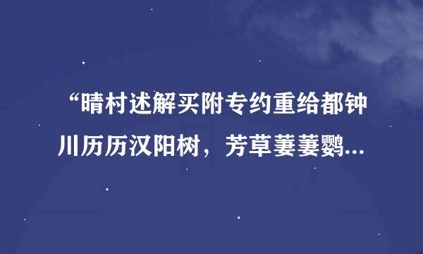 “晴村述解买附专约重给都钟川历历汉阳树，芳草萋萋鹦鹉洲”描写了一幅怎样的画面？