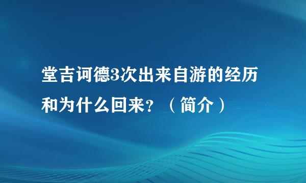 堂吉诃德3次出来自游的经历和为什么回来？（简介）