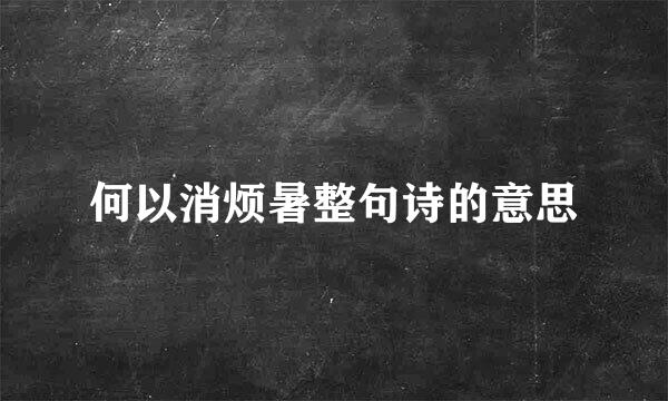 何以消烦暑整句诗的意思