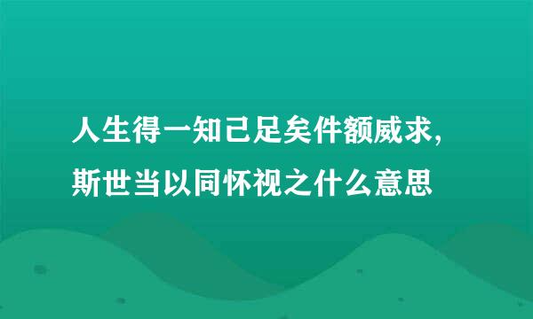 人生得一知己足矣件额威求,斯世当以同怀视之什么意思