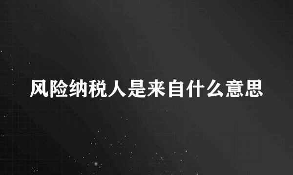 风险纳税人是来自什么意思