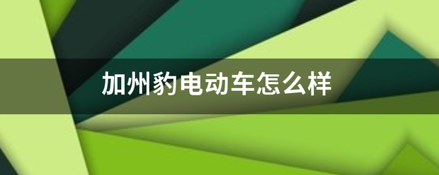 加州豹电动车怎么样