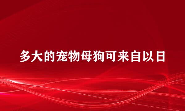 多大的宠物母狗可来自以日