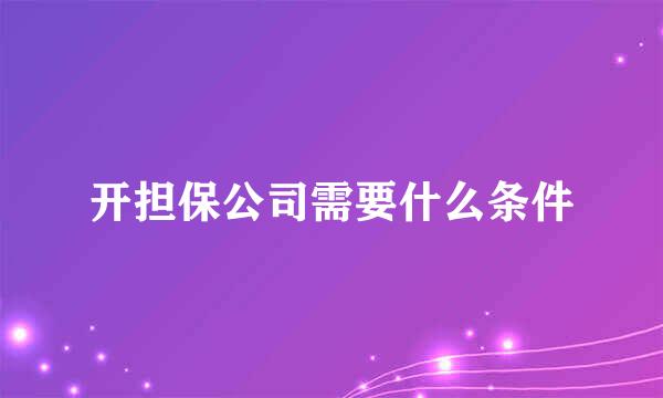 开担保公司需要什么条件