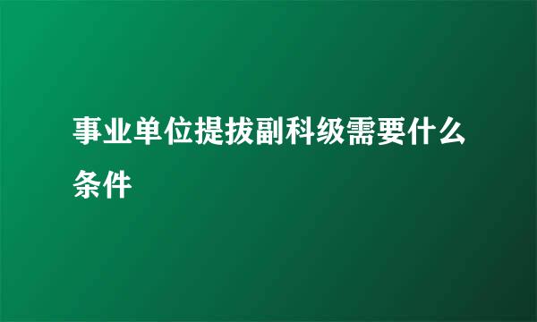 事业单位提拔副科级需要什么条件