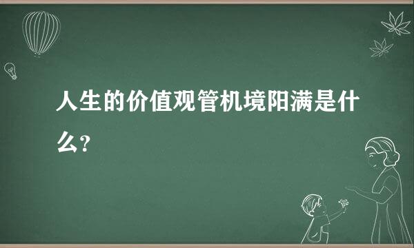 人生的价值观管机境阳满是什么？