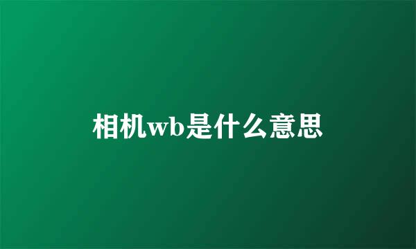 相机wb是什么意思