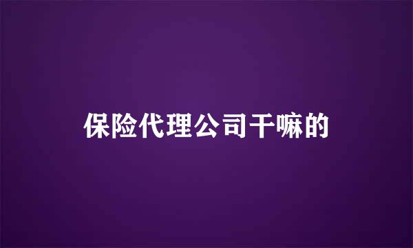 保险代理公司干嘛的