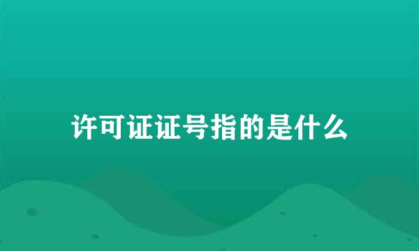 许可证证号指的是什么