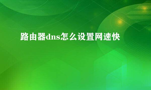 路由器dns怎么设置网速快