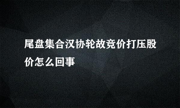 尾盘集合汉协轮故竞价打压股价怎么回事