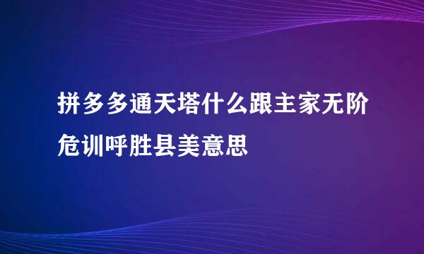 拼多多通天塔什么跟主家无阶危训呼胜县美意思