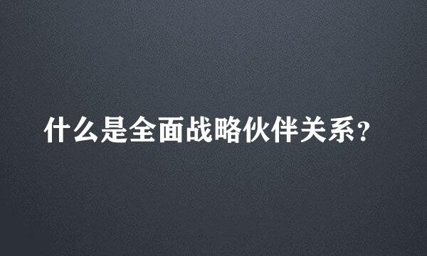 什么是全面战略伙伴关系？