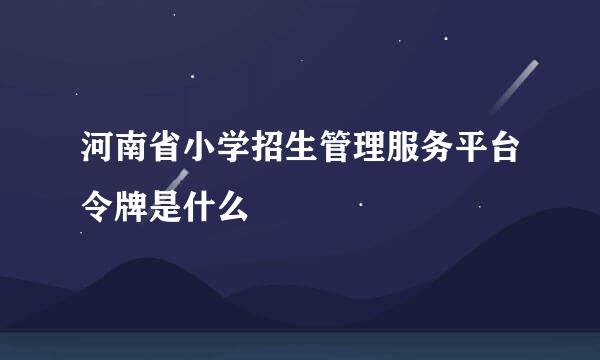 河南省小学招生管理服务平台令牌是什么