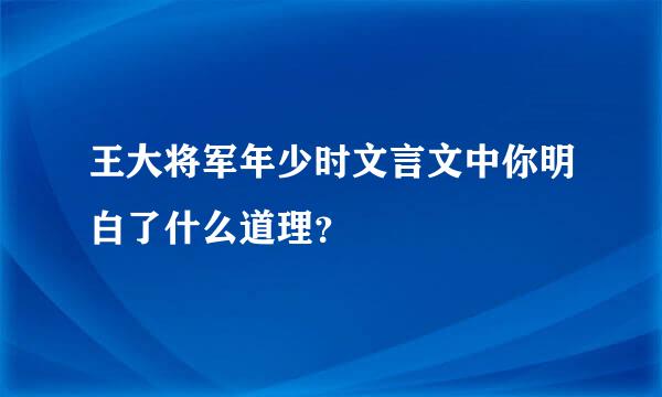 王大将军年少时文言文中你明白了什么道理？