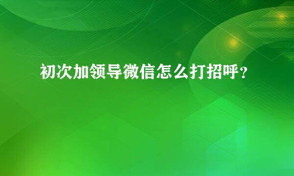 初次加领导微信怎么打招呼？