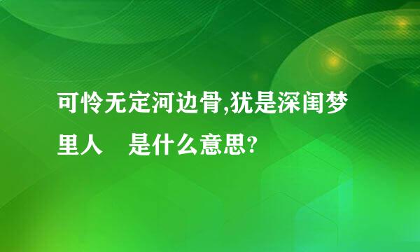 可怜无定河边骨,犹是深闺梦里人 是什么意思?