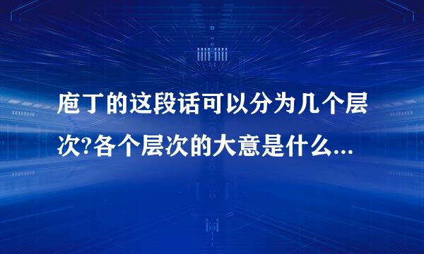 庖丁的这段话可以分为几个层次?各个层次的大意是什么?出自这段话的成语有哪些?