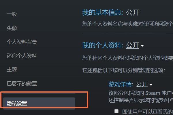 steam账号隐私设置更新后要怎么设置公开