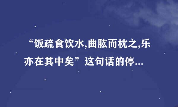 “饭疏食饮水,曲肱而枕之,乐亦在其中矣”这句话的停顿。 “人不堪其忧，回也不改其乐”这句话的停顿。