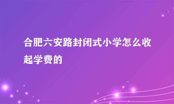 合肥六安路封闭式小学怎么收起学费的