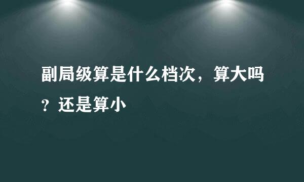 副局级算是什么档次，算大吗？还是算小