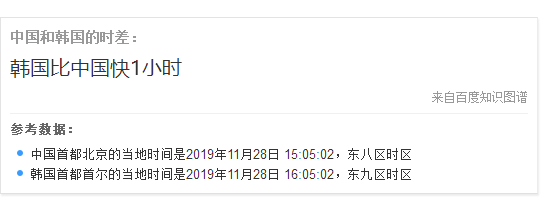 中国和韩国唱随利触的时差是多少?