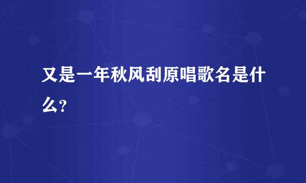 又是一年秋风刮原唱歌名是什么？