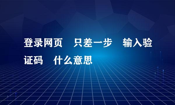 登录网页 只差一步 输入验证码 什么意思