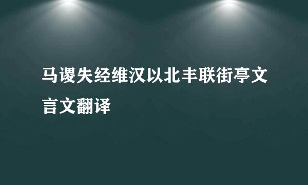 马谡失经维汉以北丰联街亭文言文翻译