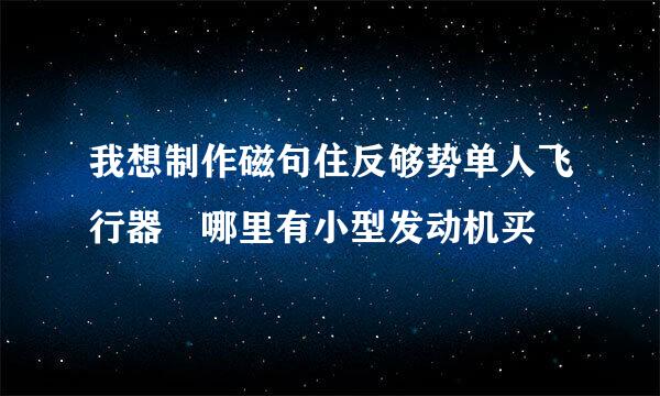 我想制作磁句住反够势单人飞行器 哪里有小型发动机买