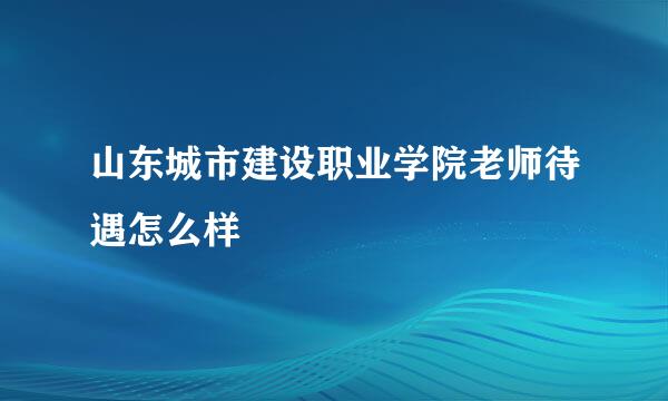 山东城市建设职业学院老师待遇怎么样