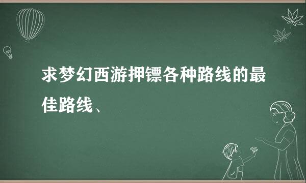 求梦幻西游押镖各种路线的最佳路线、