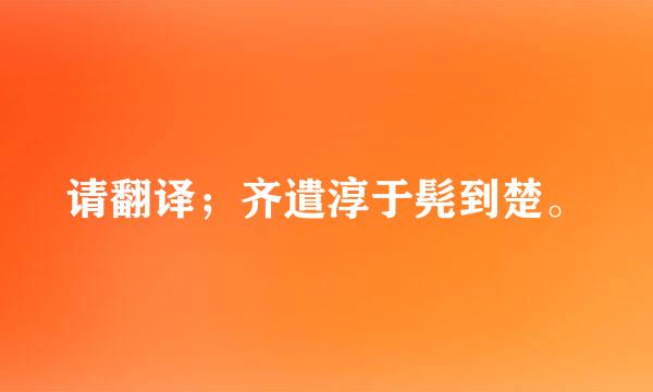 请翻译；齐遣淳于髡到楚。