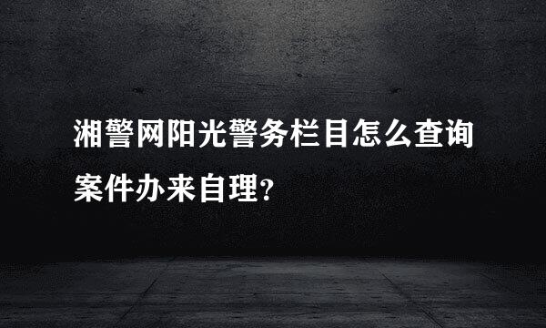 湘警网阳光警务栏目怎么查询案件办来自理？