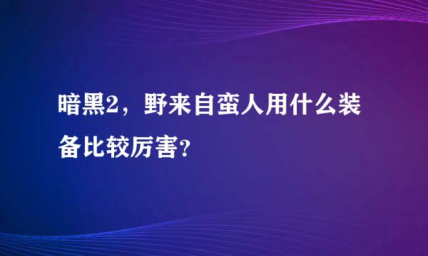 暗黑2，野来自蛮人用什么装备比较厉害？