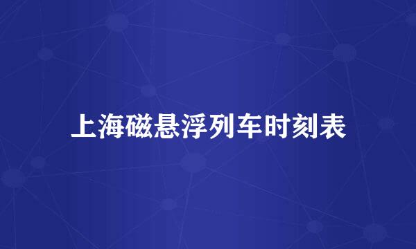 上海磁悬浮列车时刻表