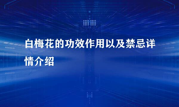 白梅花的功效作用以及禁忌详情介绍