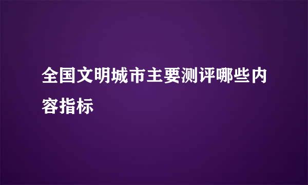 全国文明城市主要测评哪些内容指标