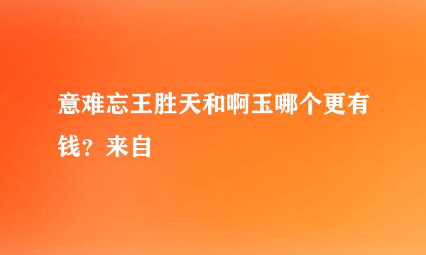 意难忘王胜天和啊玉哪个更有钱？来自