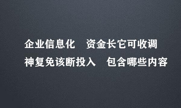 企业信息化 资金长它可收调神复免该断投入 包含哪些内容