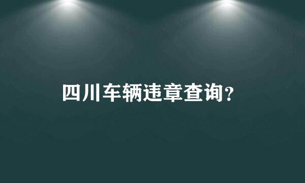 四川车辆违章查询？