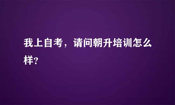 我上自考，请问朝升培训怎么样？