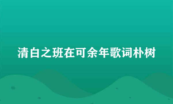 清白之班在可余年歌词朴树