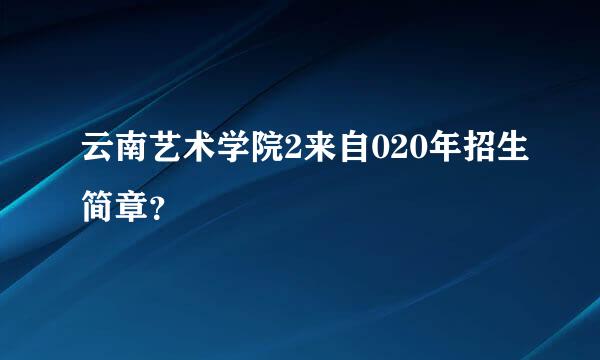 云南艺术学院2来自020年招生简章？