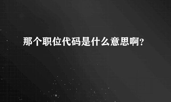 那个职位代码是什么意思啊？