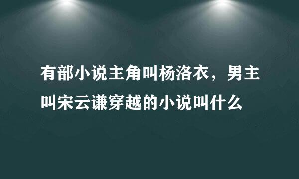 有部小说主角叫杨洛衣，男主叫宋云谦穿越的小说叫什么