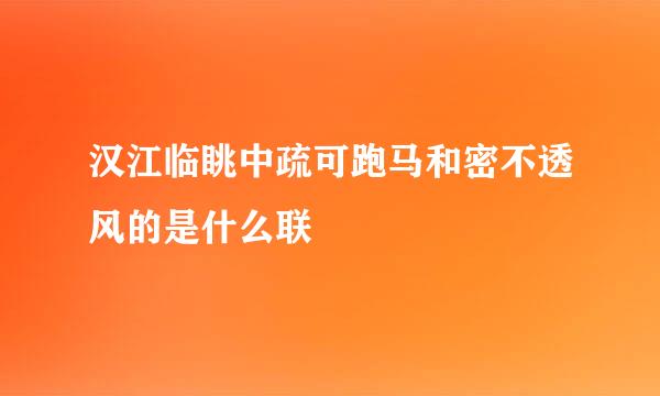 汉江临眺中疏可跑马和密不透风的是什么联